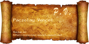 Paczolay Vencel névjegykártya